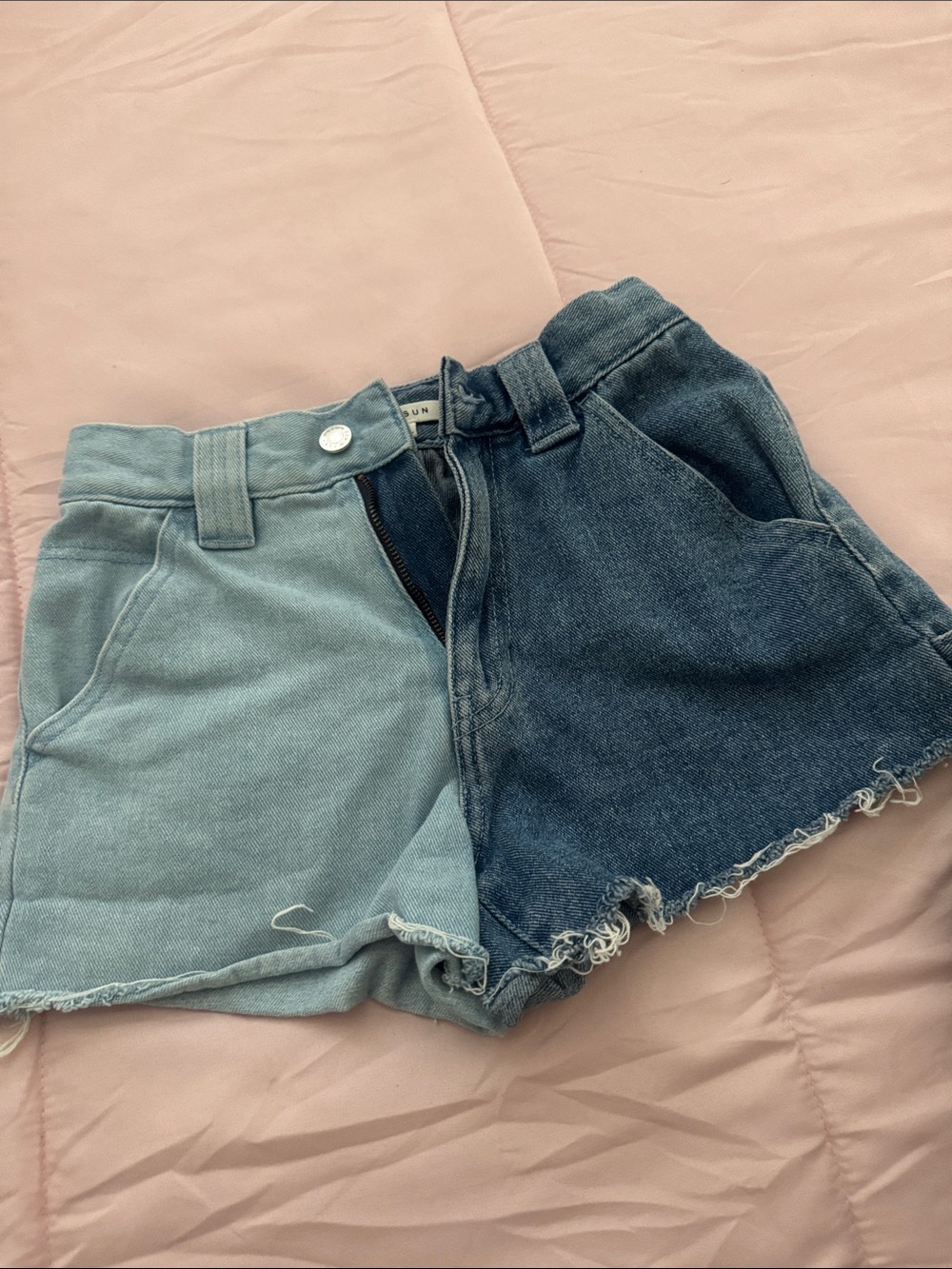 PacSun Two-Tone Denim Shorts in Light Blue & Dark Blue